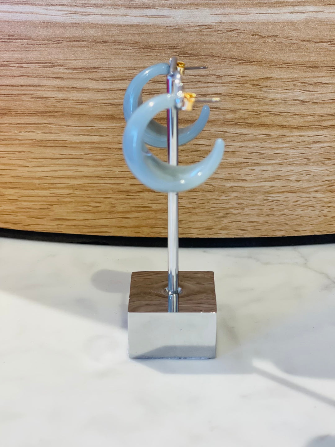 Acrylic Hoop Earrings - Cloud Grey