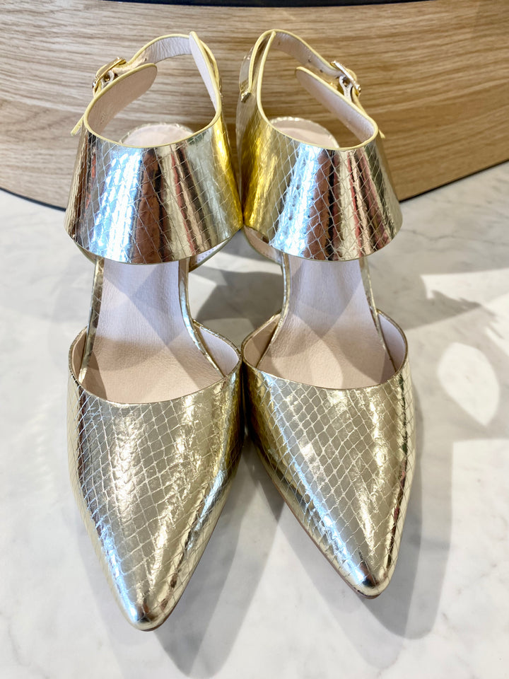 Barlina Heels - Pale Gold Mirror Leather
