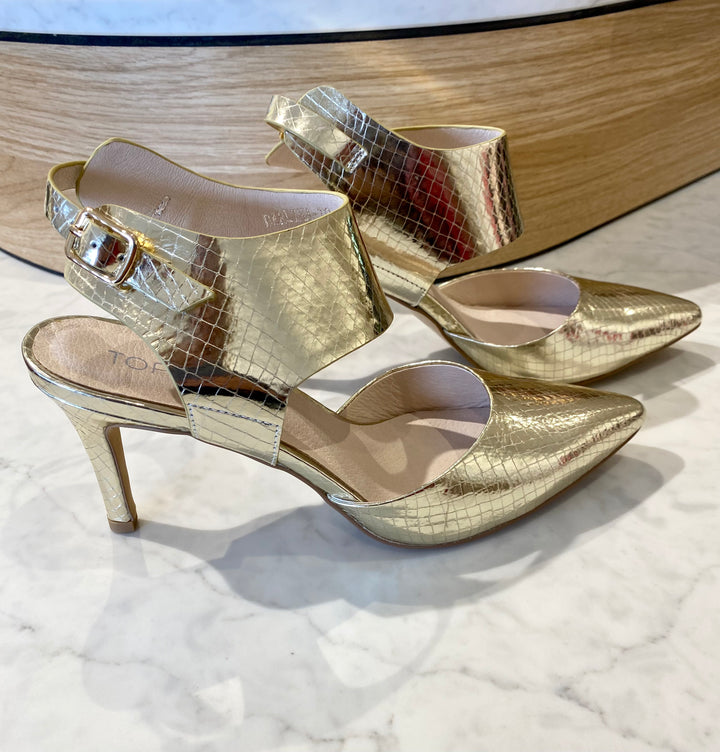 Barlina Heels - Pale Gold Mirror Leather