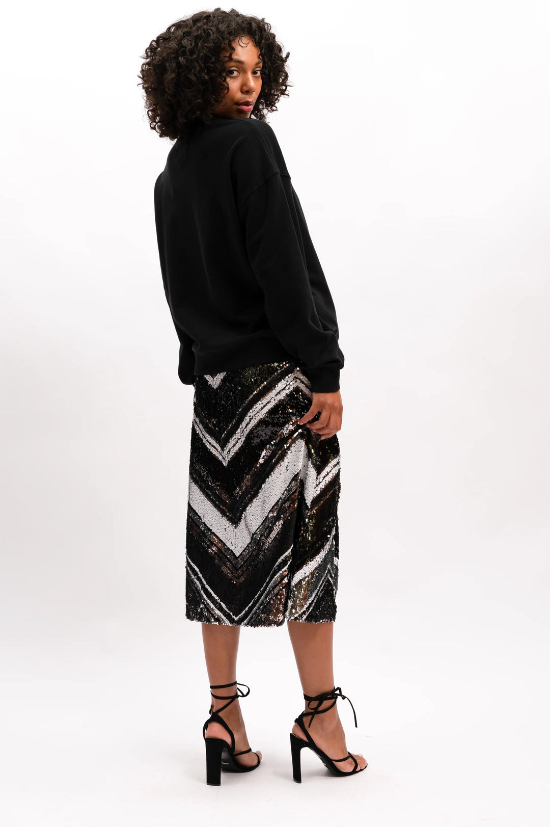 Zana Sequin Skirt - Silver Lines