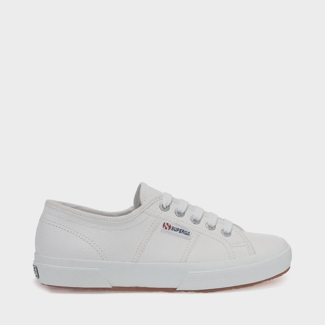 Superga | 2750 Tumbled Leather White Sneakers