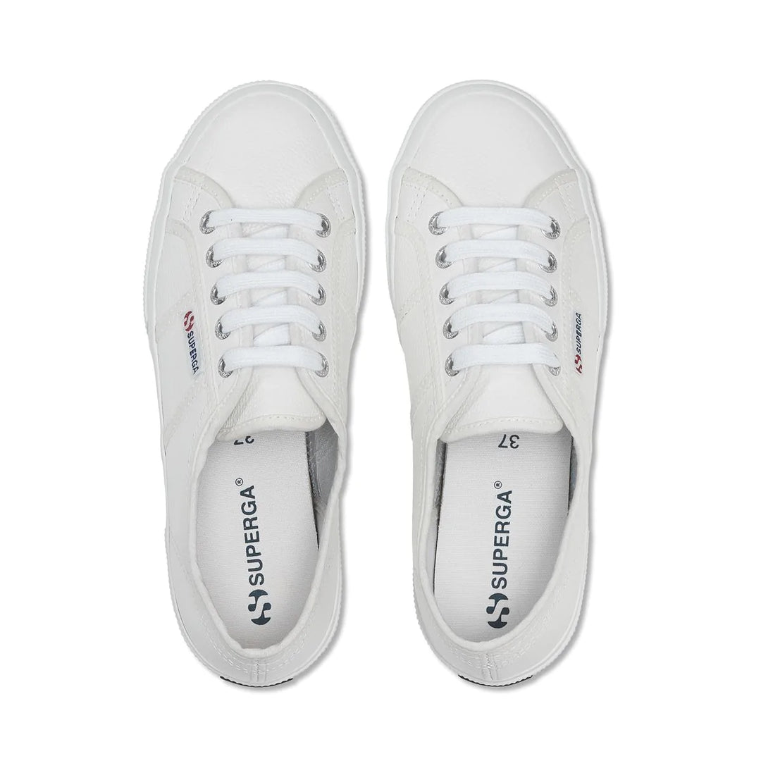 Superga | 2750 Tumbled Leather White Sneakers